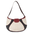 CELINE World Cup 2002 Shoulder Bag Leather White Black Silver Auth mr1649-3