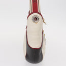 CELINE World Cup 2002 Shoulder Bag Leather White Black Silver Auth mr1649-5