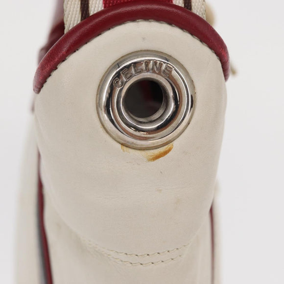 CELINE World Cup 2002 Shoulder Bag Leather White Black Silver Auth mr1649