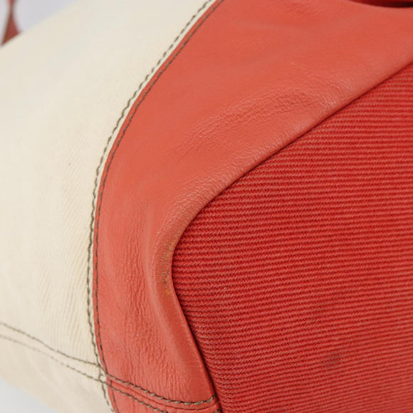 BURBERRY Blue Label Hand Bag Canvas Leather Beige Orange Auth mr1650