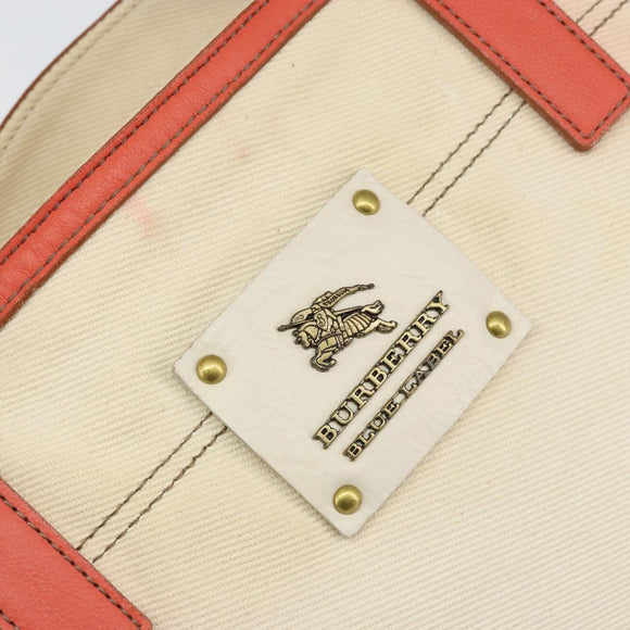 BURBERRY Blue Label Hand Bag Canvas Leather Beige Orange Auth mr1650