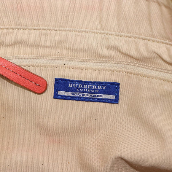 BURBERRY Blue Label Hand Bag Canvas Leather Beige Orange Auth mr1650