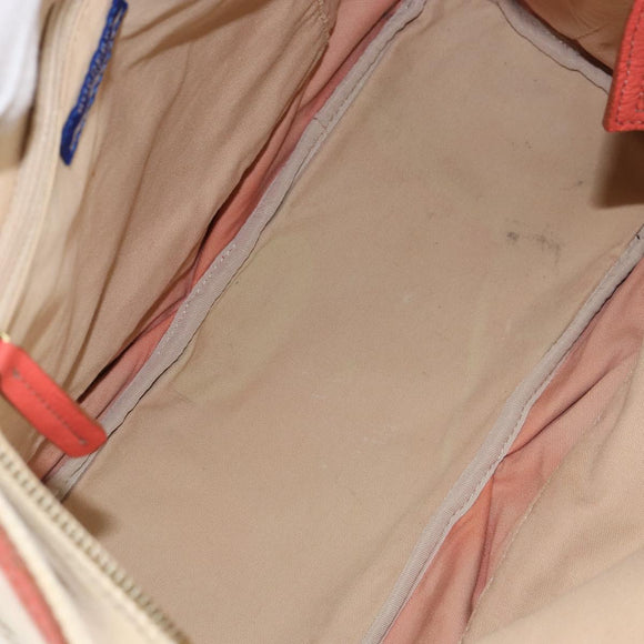 BURBERRY Blue Label Hand Bag Canvas Leather Beige Orange Auth mr1650