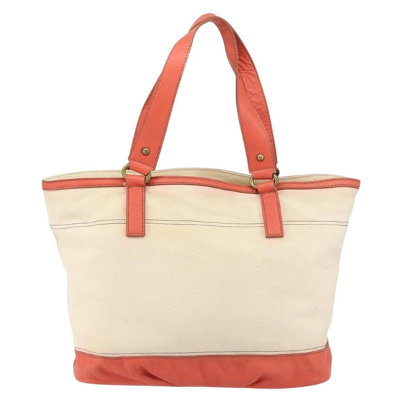 BURBERRY Blue Label Hand Bag Canvas Leather Beige Orange Auth mr1650