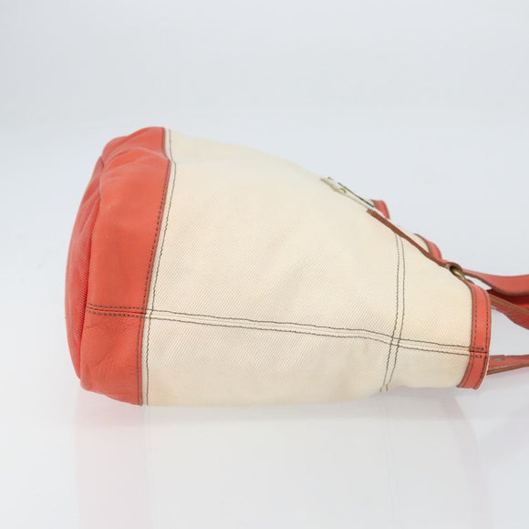 BURBERRY Blue Label Hand Bag Canvas Leather Beige Orange Auth mr1650