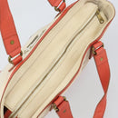 BURBERRY Blue Label Hand Bag Canvas Leather Beige Orange Auth mr1650-6