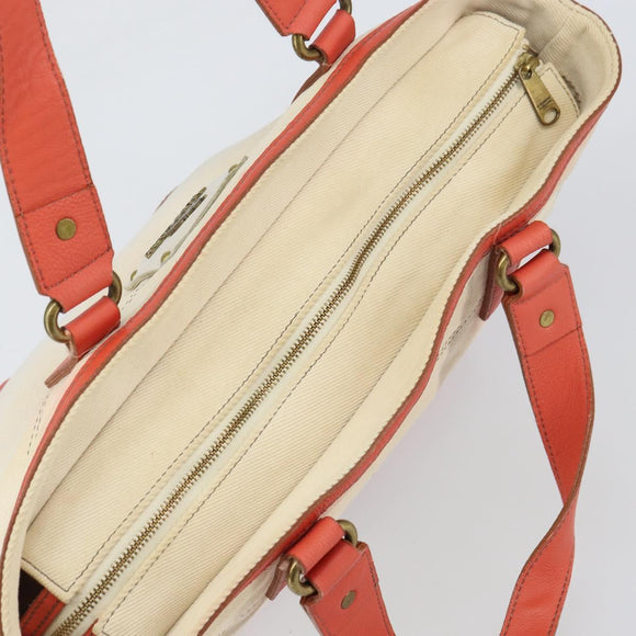 BURBERRY Blue Label Hand Bag Canvas Leather Beige Orange Auth mr1650