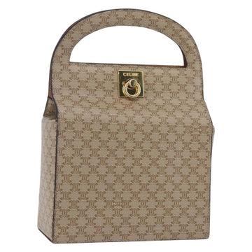 CELINE Macadam Canvas Hand Bag PVC Beige Gold Auth mr1651