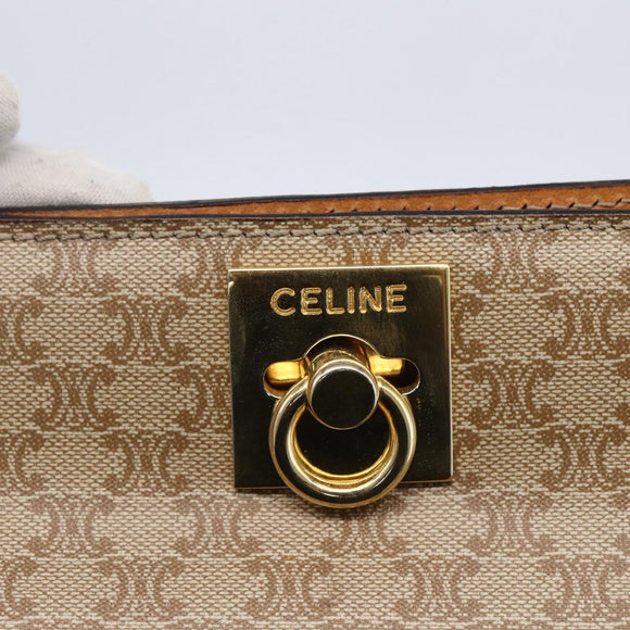 CELINE Macadam Canvas Hand Bag PVC Beige Gold Auth mr1651