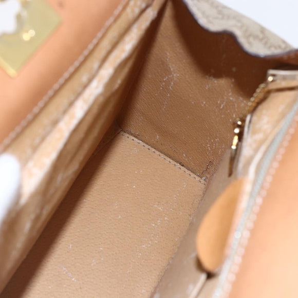 CELINE Macadam Canvas Hand Bag PVC Beige Gold Auth mr1651