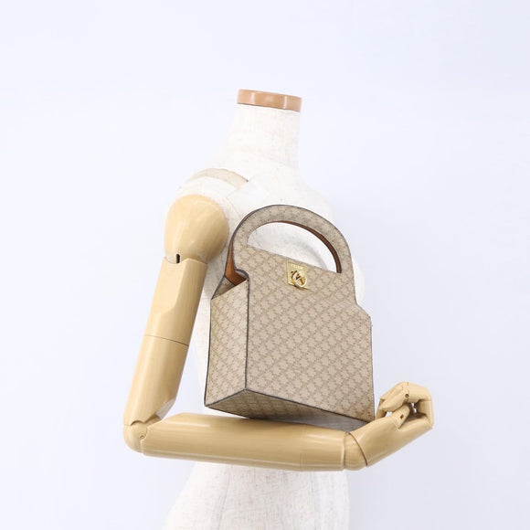 CELINE Macadam Canvas Hand Bag PVC Beige Gold Auth mr1651