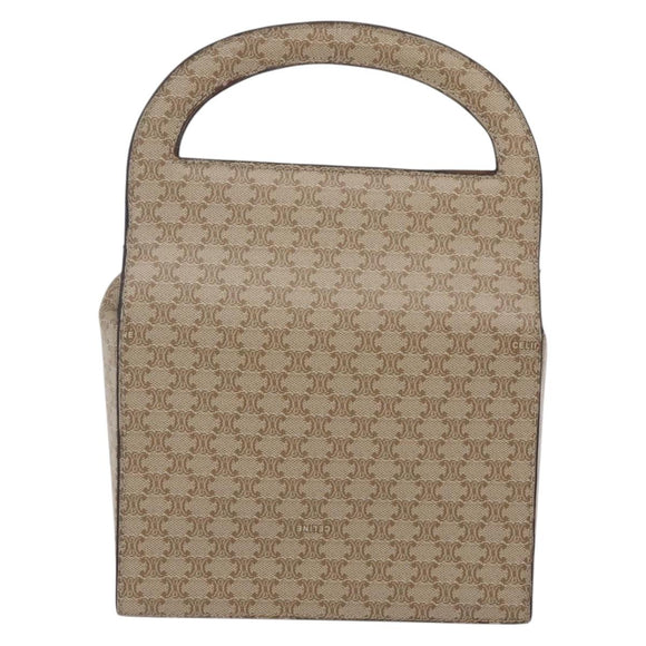 CELINE Macadam Canvas Hand Bag PVC Beige Gold Auth mr1651