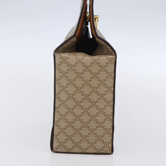CELINE Macadam Canvas Hand Bag PVC Beige Gold Auth mr1651