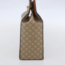 CELINE Macadam Canvas Hand Bag PVC Beige Gold Auth mr1651-5
