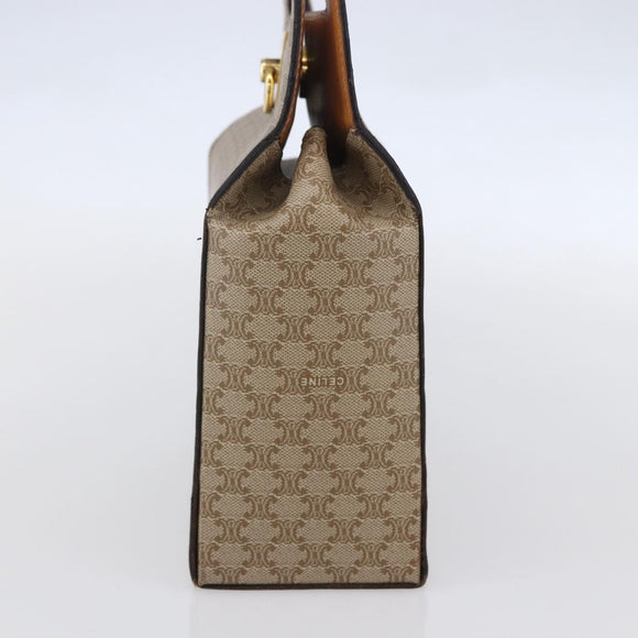 CELINE Macadam Canvas Hand Bag PVC Beige Gold Auth mr1651
