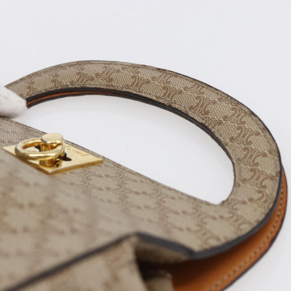 CELINE Macadam Canvas Hand Bag PVC Beige Gold Auth mr1651