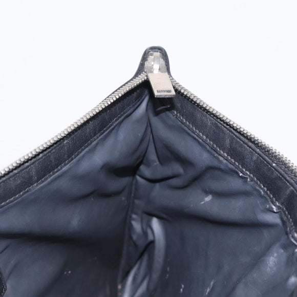 SAINT LAURENT Clutch Bag Canvas Leather Black Khaki Silver Auth mr1652