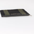 SAINT LAURENT Clutch Bag Canvas Leather Black Khaki Silver Auth mr1652-5