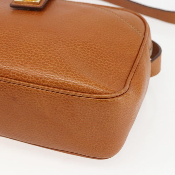 CELINE Shoulder Bag Leather Brown Gold Auth mr1655