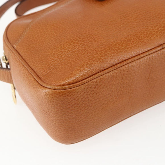 CELINE Shoulder Bag Leather Brown Gold Auth mr1655