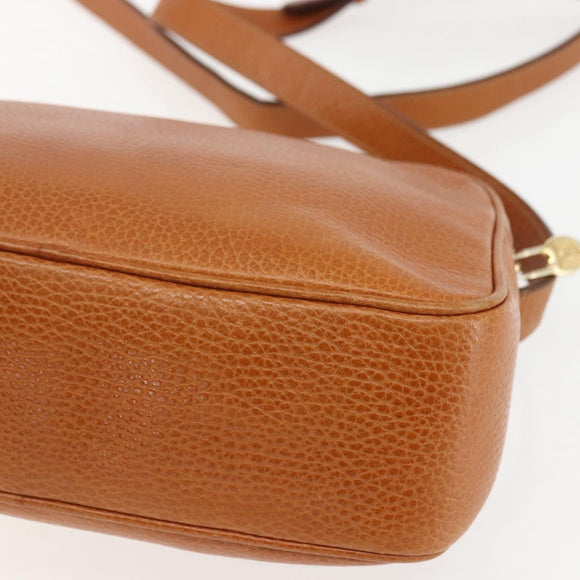 CELINE Shoulder Bag Leather Brown Gold Auth mr1655