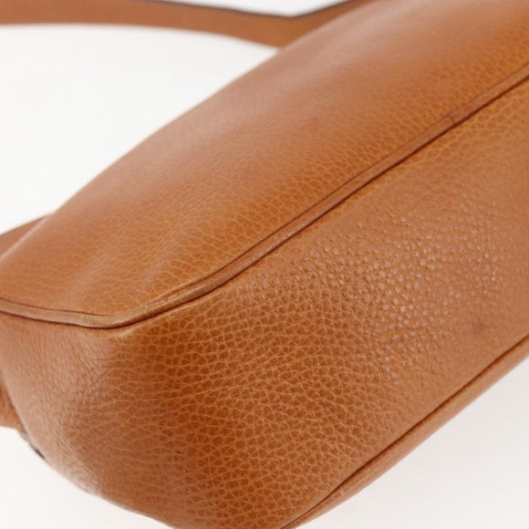 CELINE Shoulder Bag Leather Brown Gold Auth mr1655