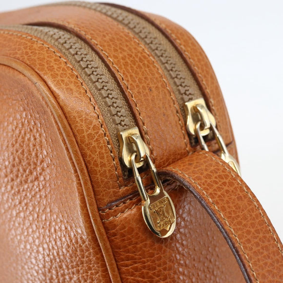 CELINE Shoulder Bag Leather Brown Gold Auth mr1655