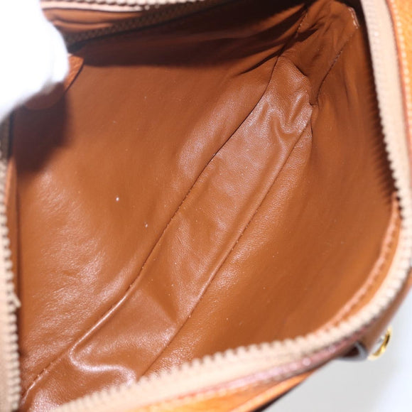 CELINE Shoulder Bag Leather Brown Gold Auth mr1655