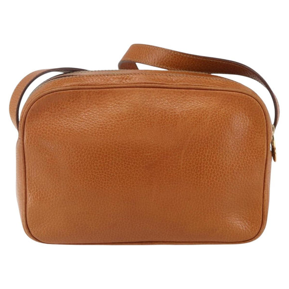 CELINE Shoulder Bag Leather Brown Gold Auth mr1655