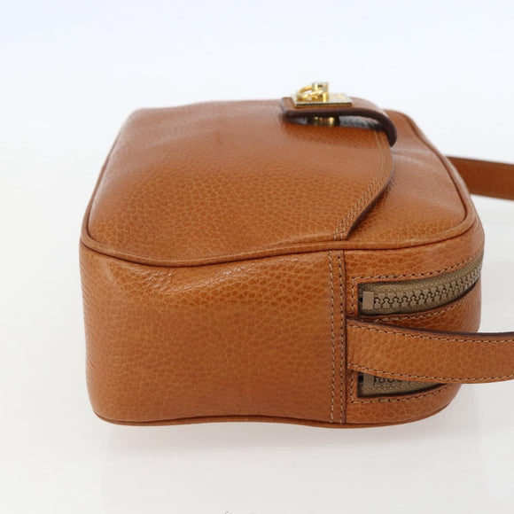 CELINE Shoulder Bag Leather Brown Gold Auth mr1655