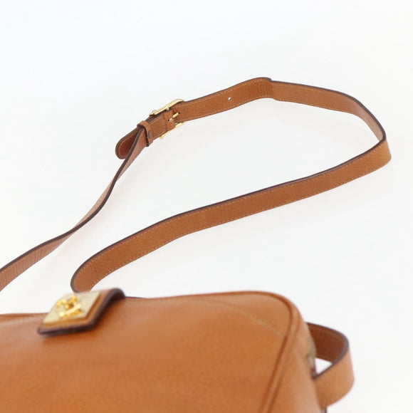 CELINE Shoulder Bag Leather Brown Gold Auth mr1655