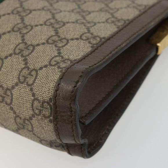 GUCCI GG Supreme Web Sherry Line Chain Bag PVC Beige Gold 503877 Auth mr1659