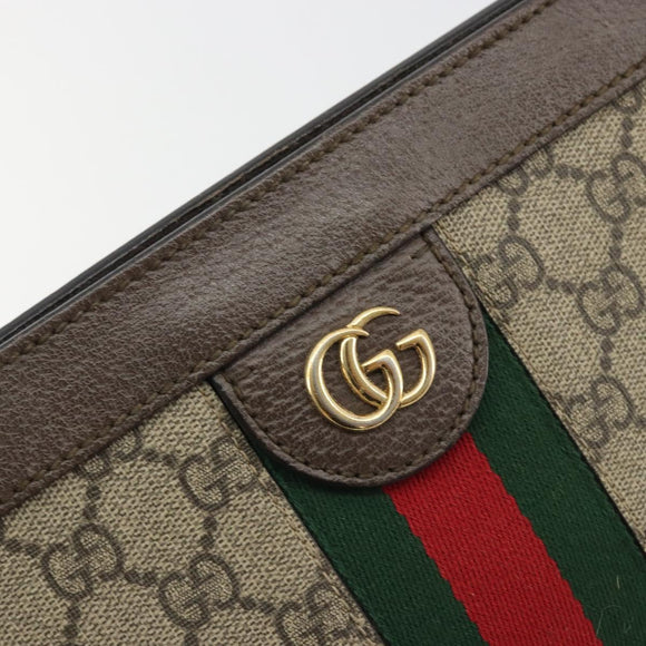 GUCCI GG Supreme Web Sherry Line Chain Bag PVC Beige Gold 503877 Auth mr1659