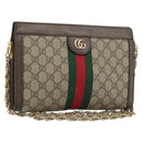 GUCCI GG Supreme Web Sherry Line Chain Bag PVC Beige Gold 503877 Auth mr1659-1