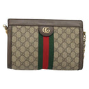 GUCCI GG Supreme Web Sherry Line Chain Bag PVC Beige Gold 503877 Auth mr1659-13