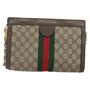 GUCCI GG Supreme Web Sherry Line Chain Bag PVC Beige Gold 503877 Auth mr1659-2