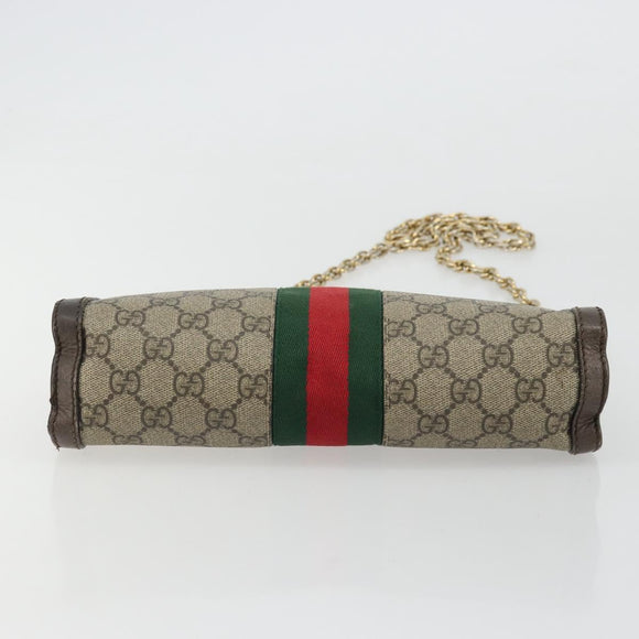 GUCCI GG Supreme Web Sherry Line Chain Bag PVC Beige Gold 503877 Auth mr1659
