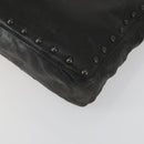 PRADA Studs Tote Bag Leather Black Silver Auth mr1666-9