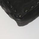 PRADA Studs Tote Bag Leather Black Silver Auth mr1666-14