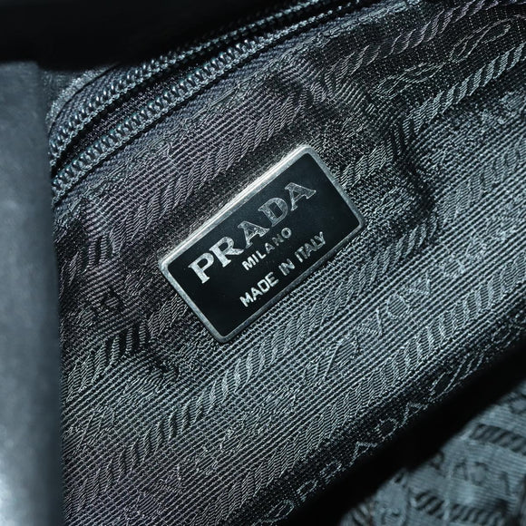 PRADA Studs Tote Bag Leather Black Silver Auth mr1666