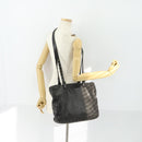 PRADA Studs Tote Bag Leather Black Silver Auth mr1666-21