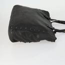 PRADA Studs Tote Bag Leather Black Silver Auth mr1666-3