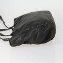 PRADA Studs Tote Bag Leather Black Silver Auth mr1666-4