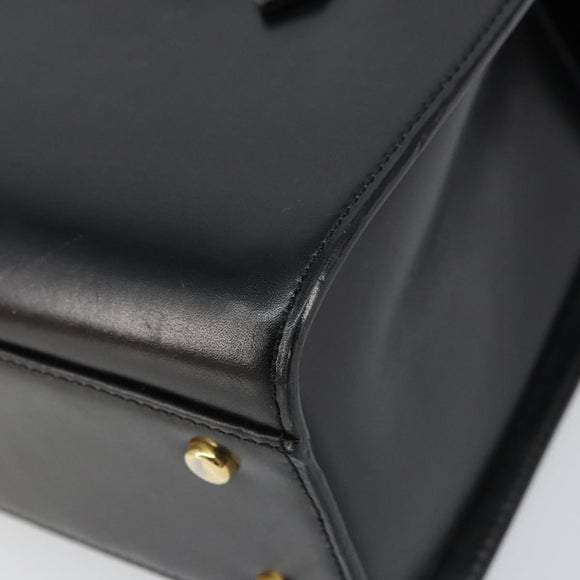 CELINE Hand Bag Leather Black Gold Auth mr1667V