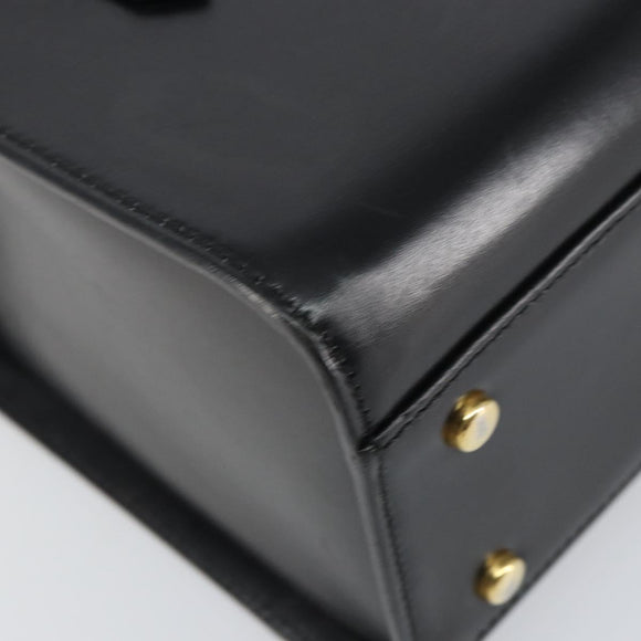 CELINE Hand Bag Leather Black Gold Auth mr1667V