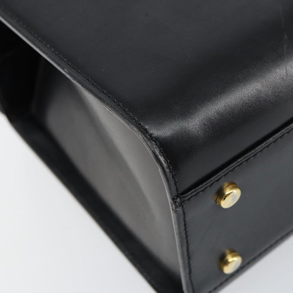 CELINE Hand Bag Leather Black Gold Auth mr1667V