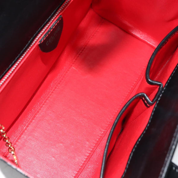 CELINE Hand Bag Leather Black Gold Auth mr1667V
