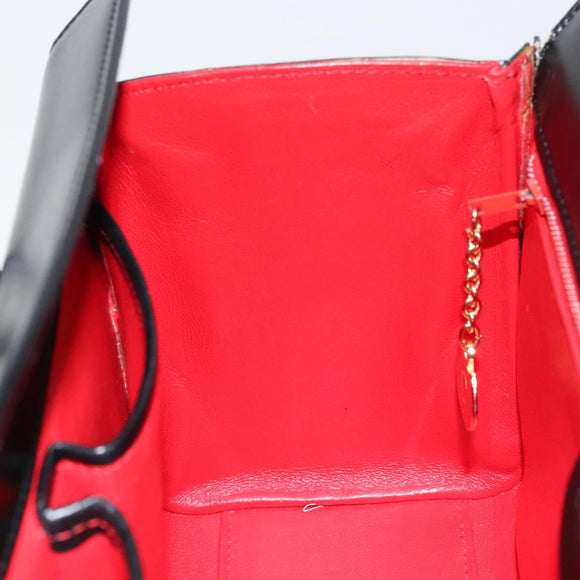 CELINE Hand Bag Leather Black Gold Auth mr1667V