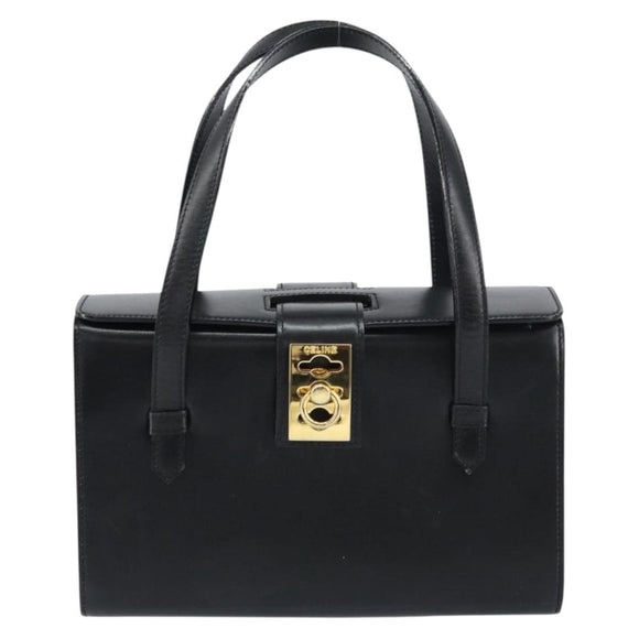 CELINE Hand Bag Leather Black Gold Auth mr1667V
