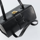 CELINE Hand Bag Leather Black Gold Auth mr1667V-6